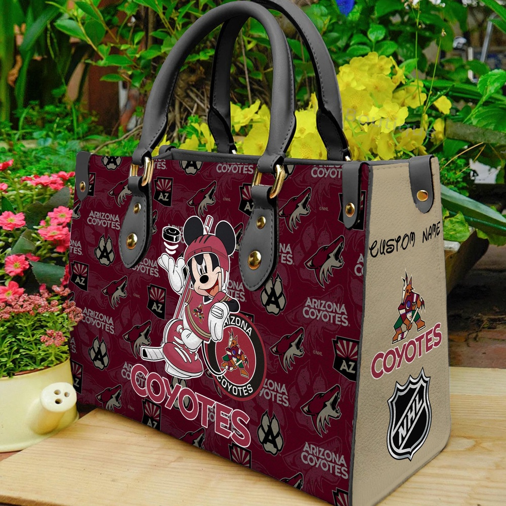 custom name ncaa arizona coyotes women leather hand bag mickey lover 8i7wq