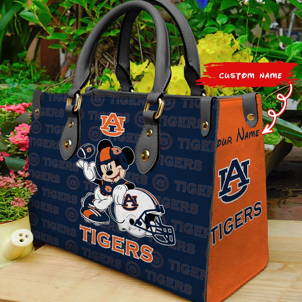 custom name ncaa auburn tigers women leather hand bag mickey lover tcdge