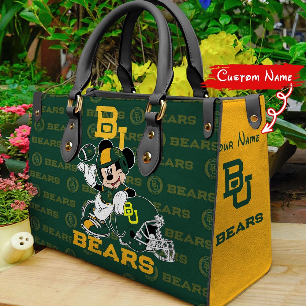 custom name ncaa baylor bears women leather hand bag mickey lover q6n2z