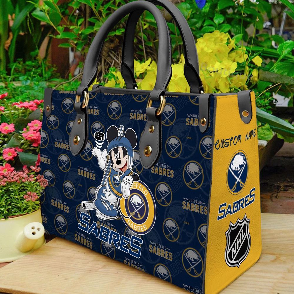 custom name ncaa buffalo sabres women leather hand bag mickey lover umiko