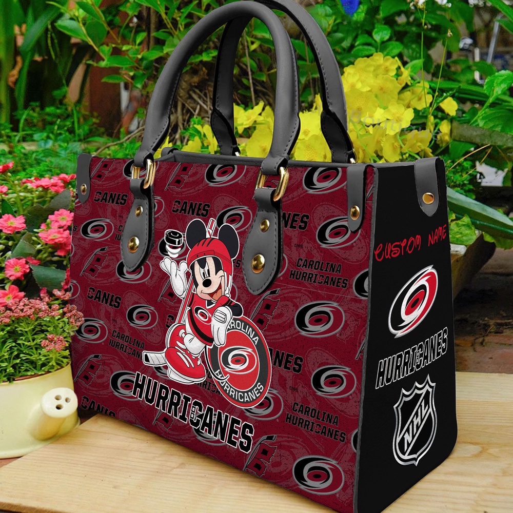 custom name ncaa carolina hurricanes women leather hand bag mickey lover 0fpml