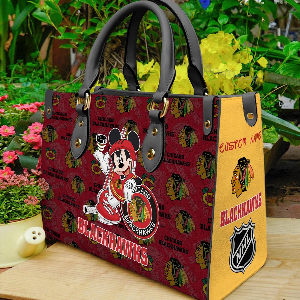 custom name ncaa chicago blackhawks women leather hand bag mickey lover fmhyk