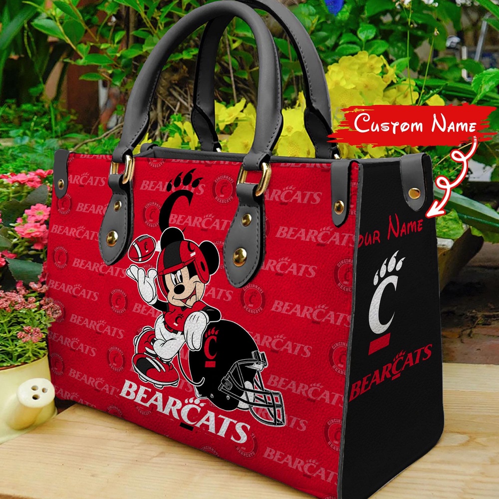 custom name ncaa cincinnati bearcats women leather hand bag mickey lover j3fcu