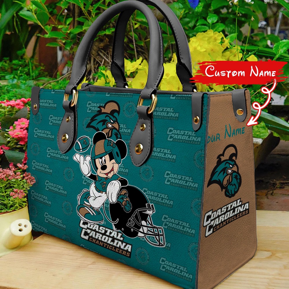 custom name ncaa coastal carolina chanticleers women leather hand bag mickey lover 7ecvf