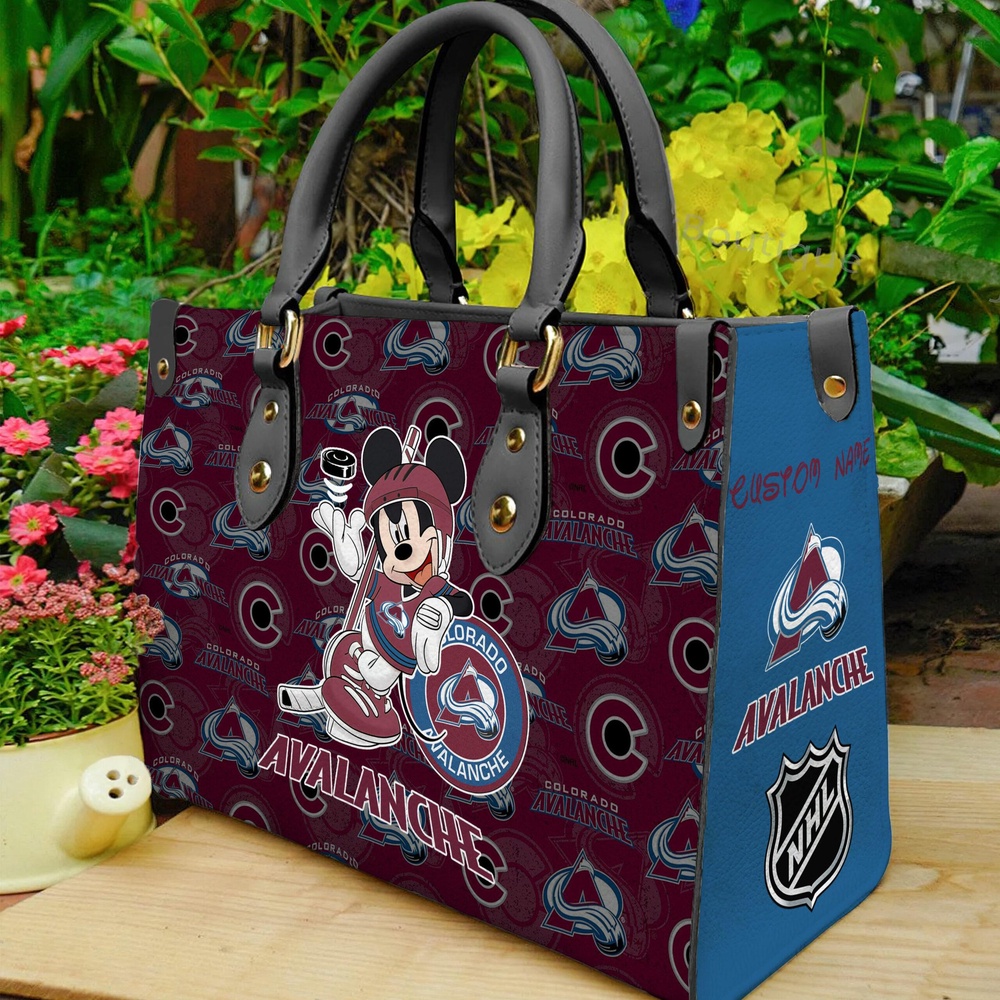 custom name ncaa colorado avalanche women leather hand bag mickey lover hp1yv