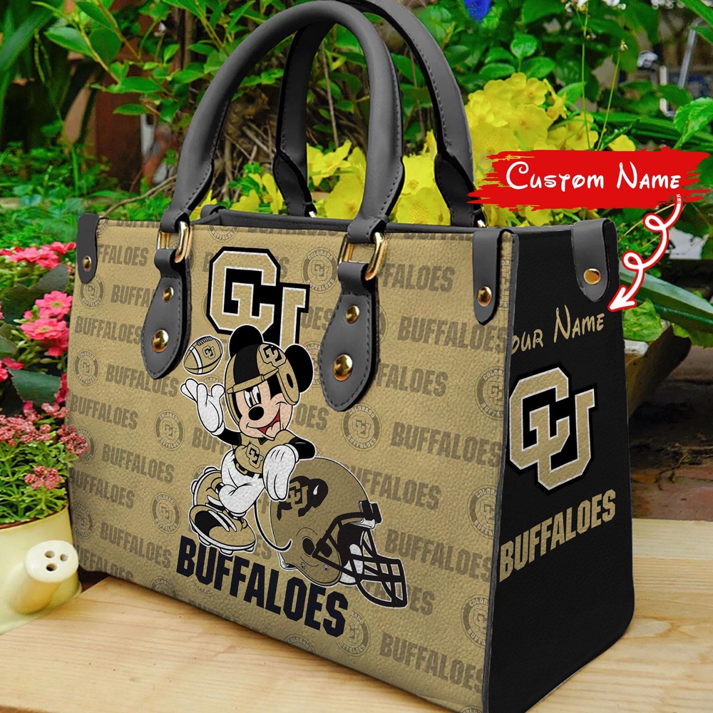 custom name ncaa colorado buffaloes women leather hand bag mickey lover xq4fn