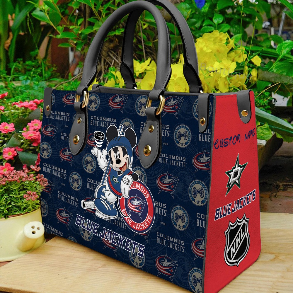 custom name ncaa columbus blue jackets women leather hand bag mickey lover gag1p