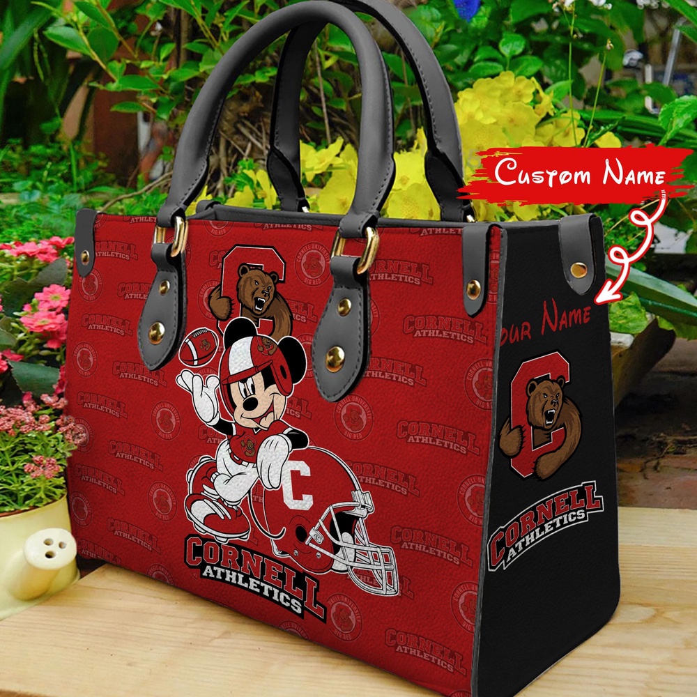 custom name ncaa cornell big red women leather hand bag mickey lover gxoxn