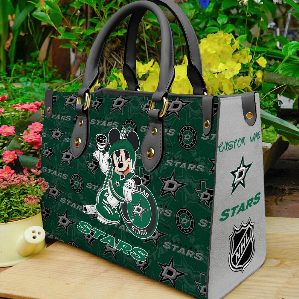 custom name ncaa dallas stars women leather hand bag mickey lover vafmw