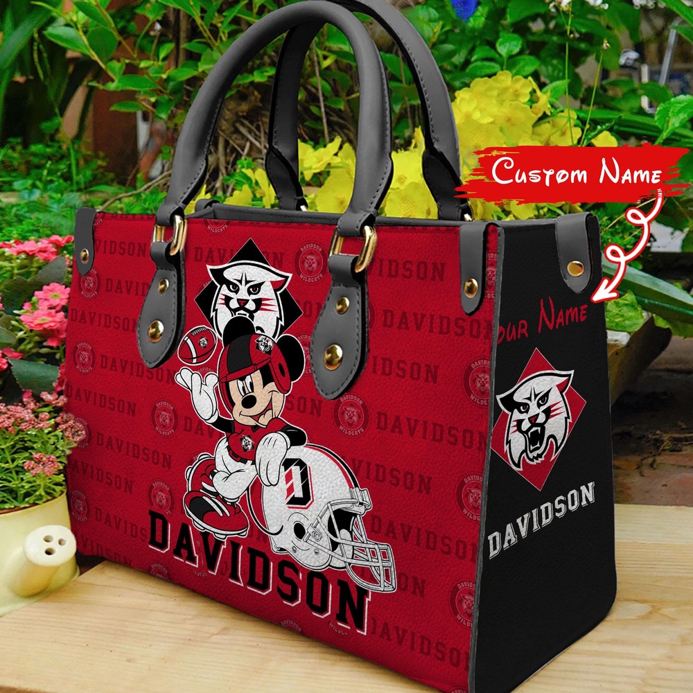 custom name ncaa davidson wildcats women leather hand bag mickey lover bpu3c