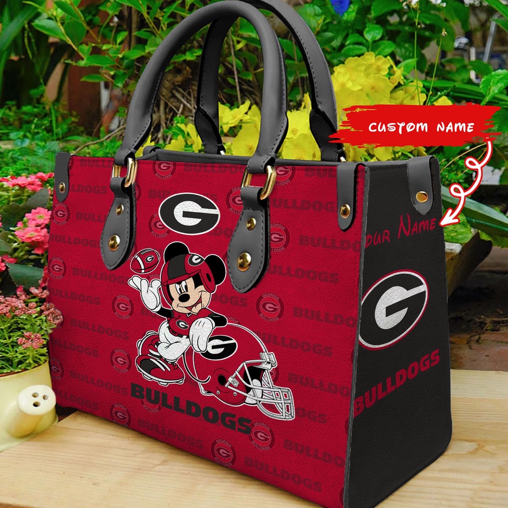 custom name ncaa georgia bulldogs women leather hand bag mickey lover 7syxz