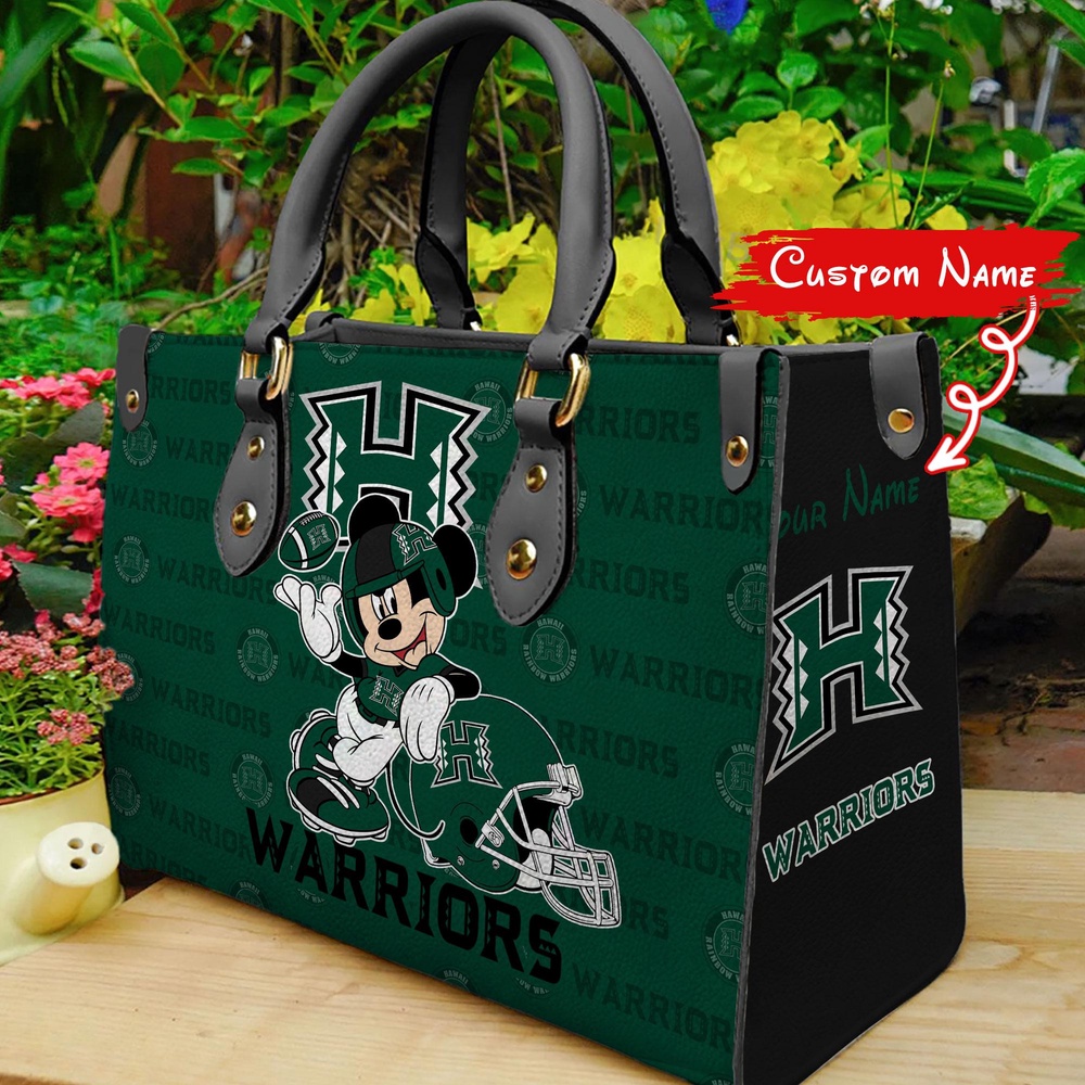 custom name ncaa hawaii rainbow warriors women leather hand bag mickey lover qgna7