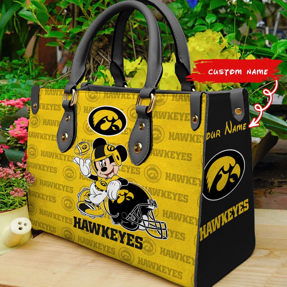 custom name ncaa iowa hawkeyes women leather hand bag mickey lover 6er1a