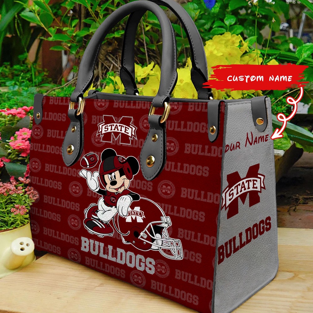 custom name ncaa mississippi state bulldogs women leather hand bag mickey lover 79jj9