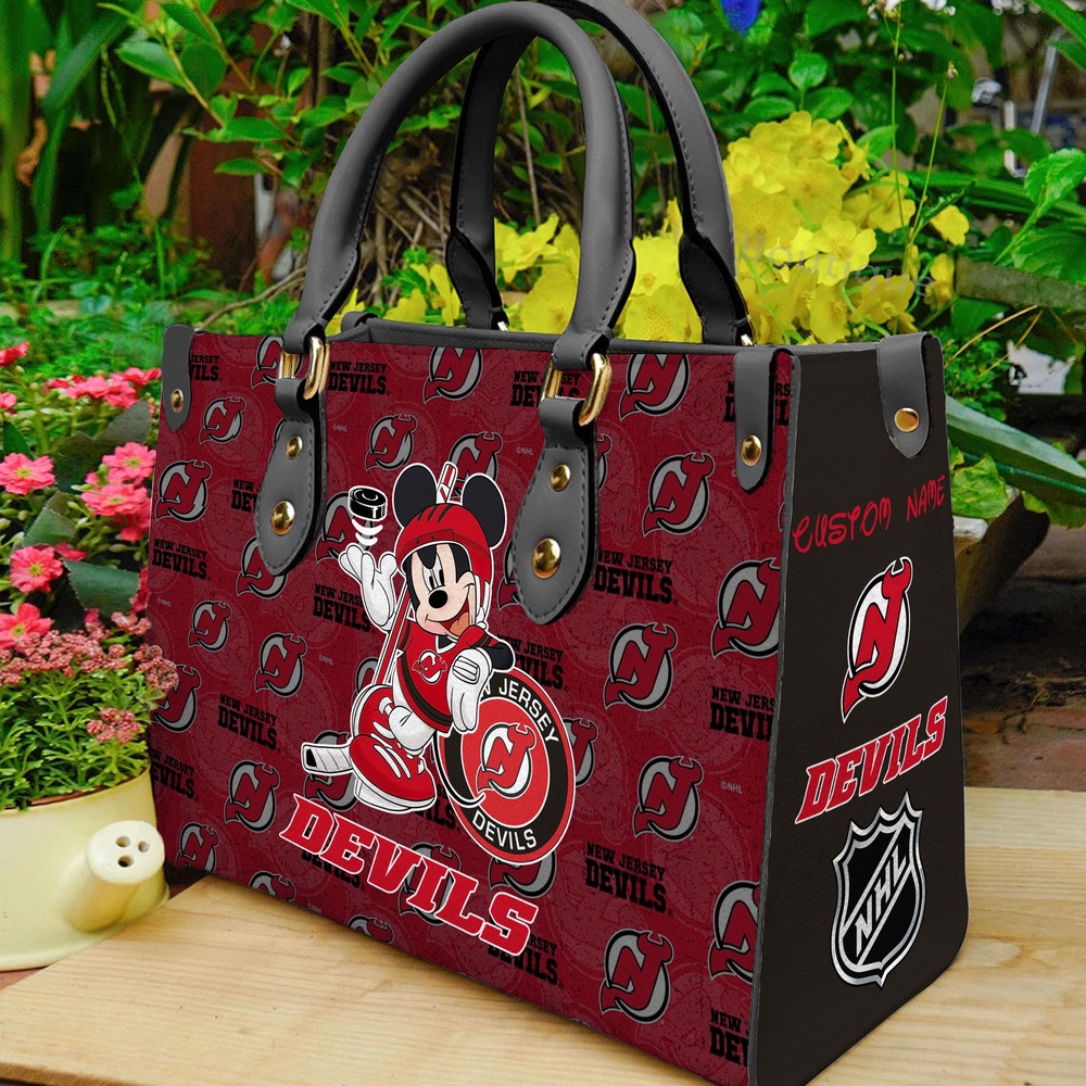 custom name ncaa new jersey devils women leather hand bag mickey lover 97bgi