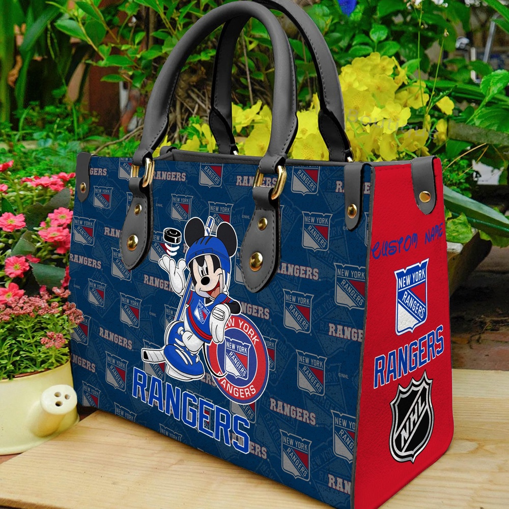 custom name ncaa new york rangers women leather hand bag mickey lover hsp77