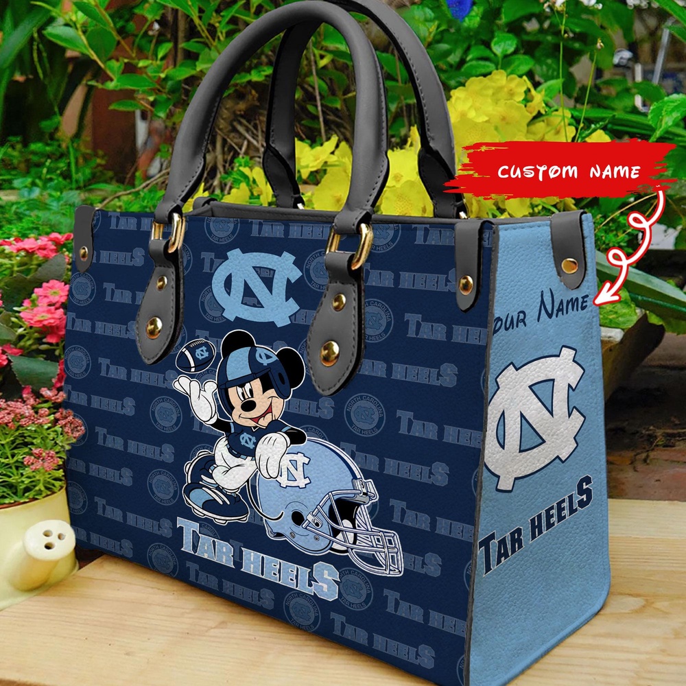 custom name ncaa north carolina tar heels women leather hand bag mickey lover l00p8