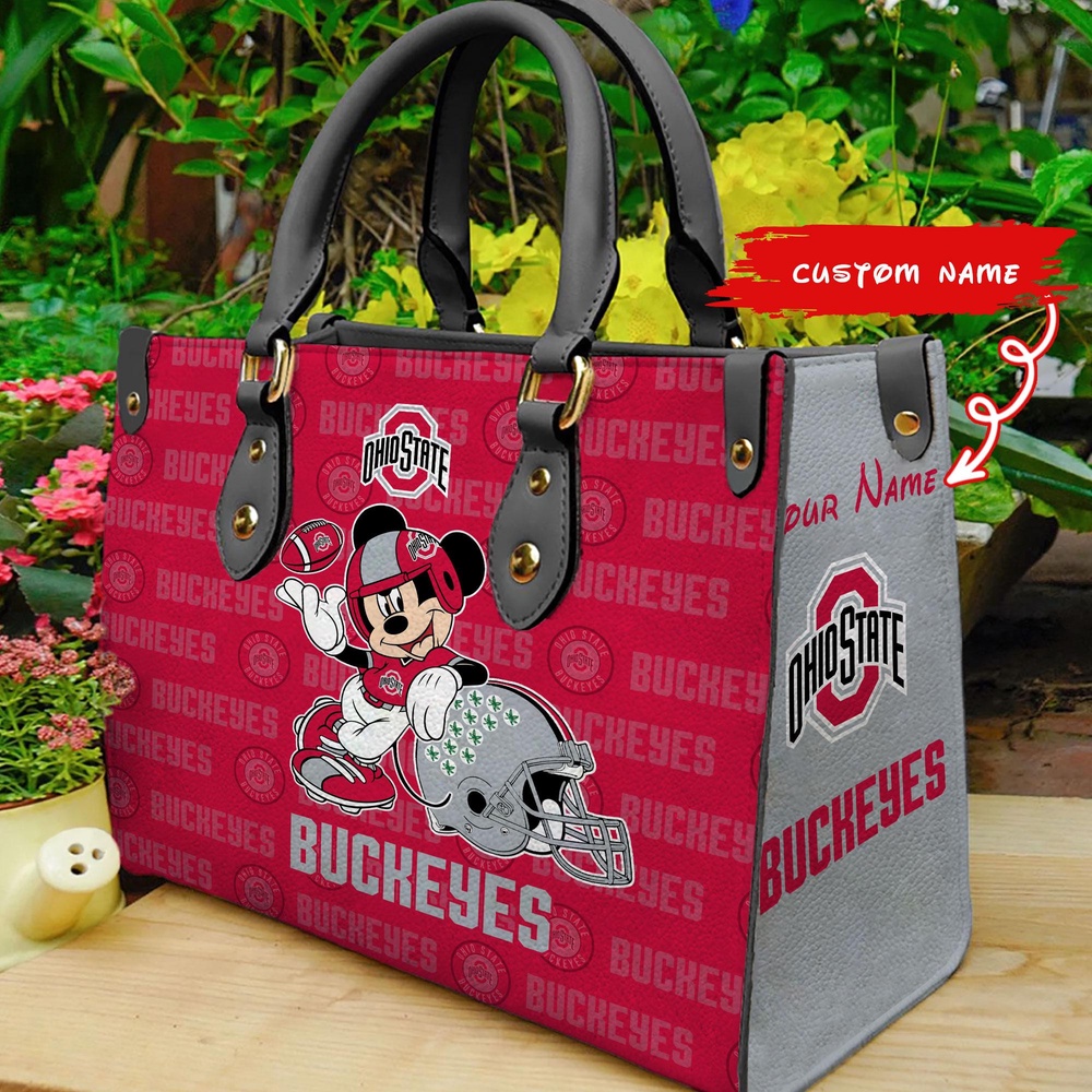 custom name ncaa ohio state buckeyes women leather hand bag mickey lover 3j63t