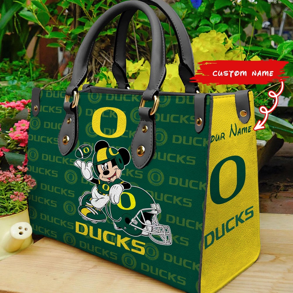 custom name ncaa oregon ducks women leather hand bag mickey lover 7gp4h