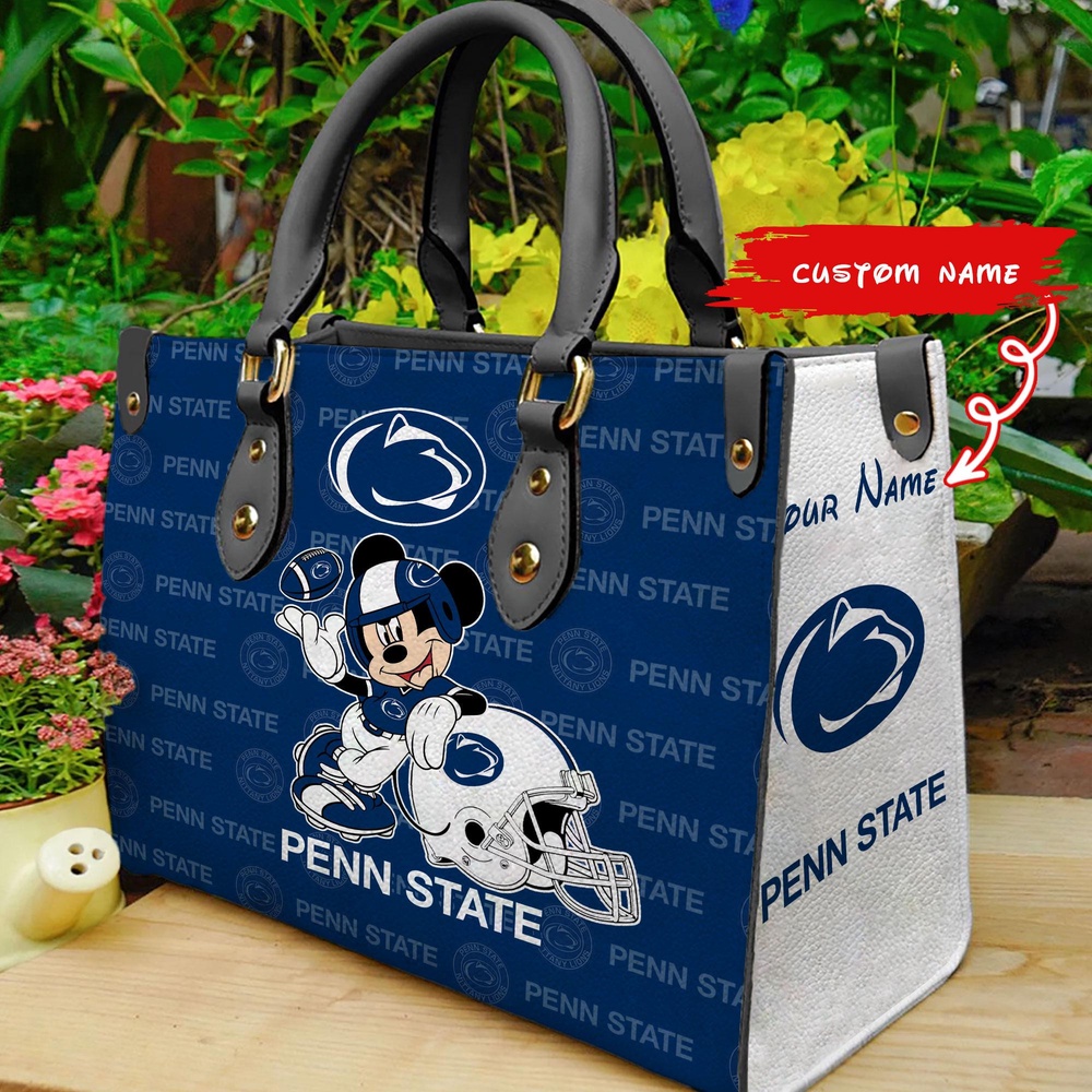 custom name ncaa penn state nittany lions women leather hand bag mickey lover uxpe3