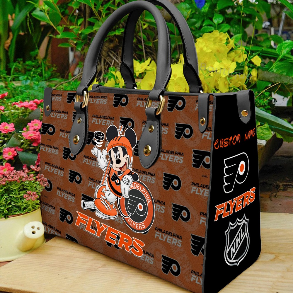 custom name ncaa philadelphia flyers women leather hand bag mickey lover ujzq4