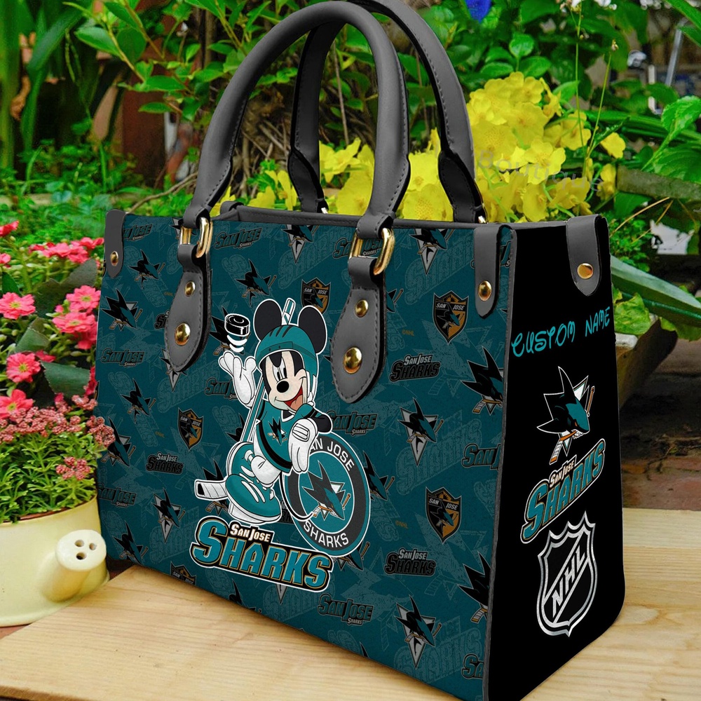 custom name ncaa san jose sharks women leather hand bag mickey lover pp545