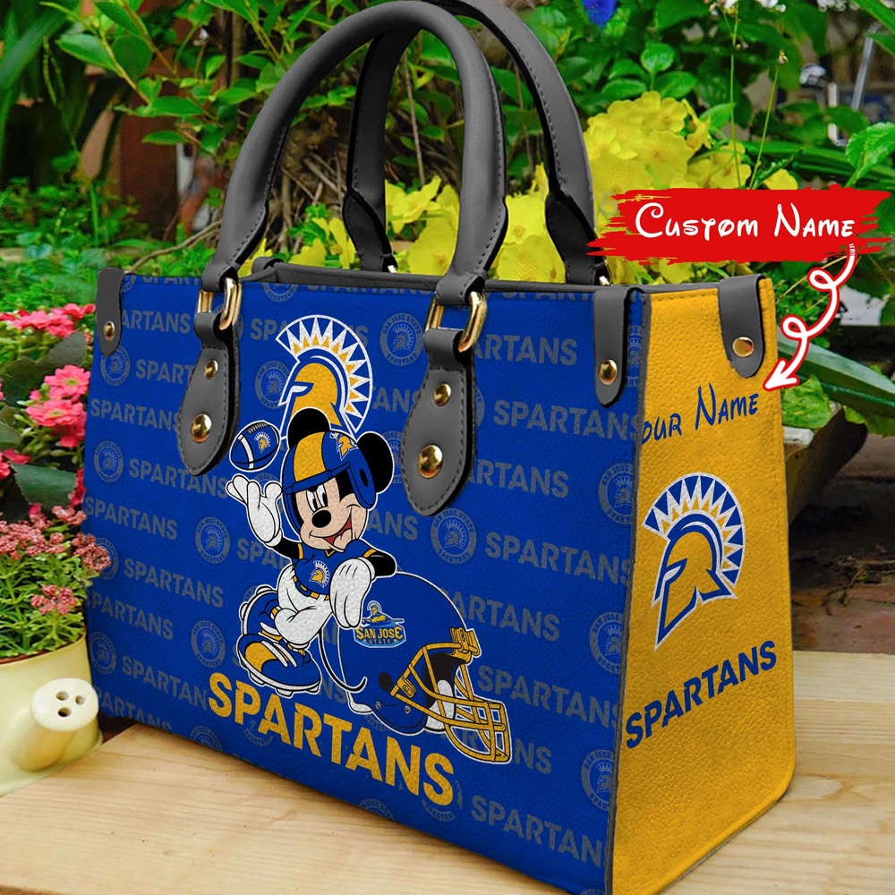 custom name ncaa san jose state spartans women leather hand bag mickey lover mxkcs