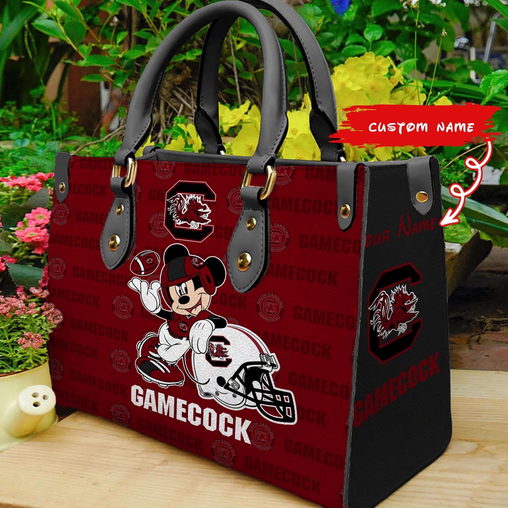 custom name ncaa south carolina gamecocks women leather hand bag mickey lover o9xq9