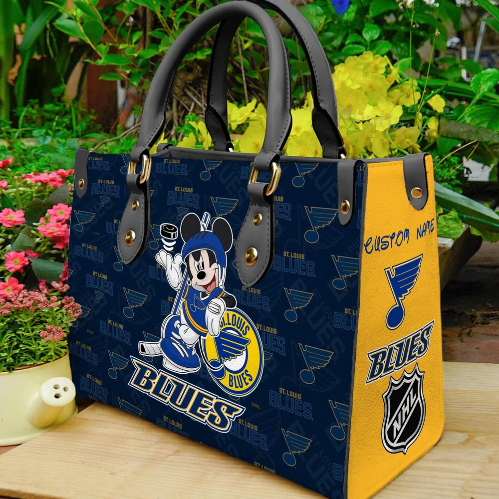 custom name ncaa st louis blues women leather hand bag mickey lover jw1k5