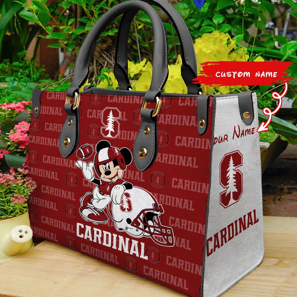 custom name ncaa stanford cardinal women leather hand bag mickey lover qrt0k