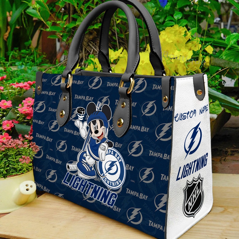 custom name ncaa tampa bay lightning women leather hand bag mickey lover fmwuh