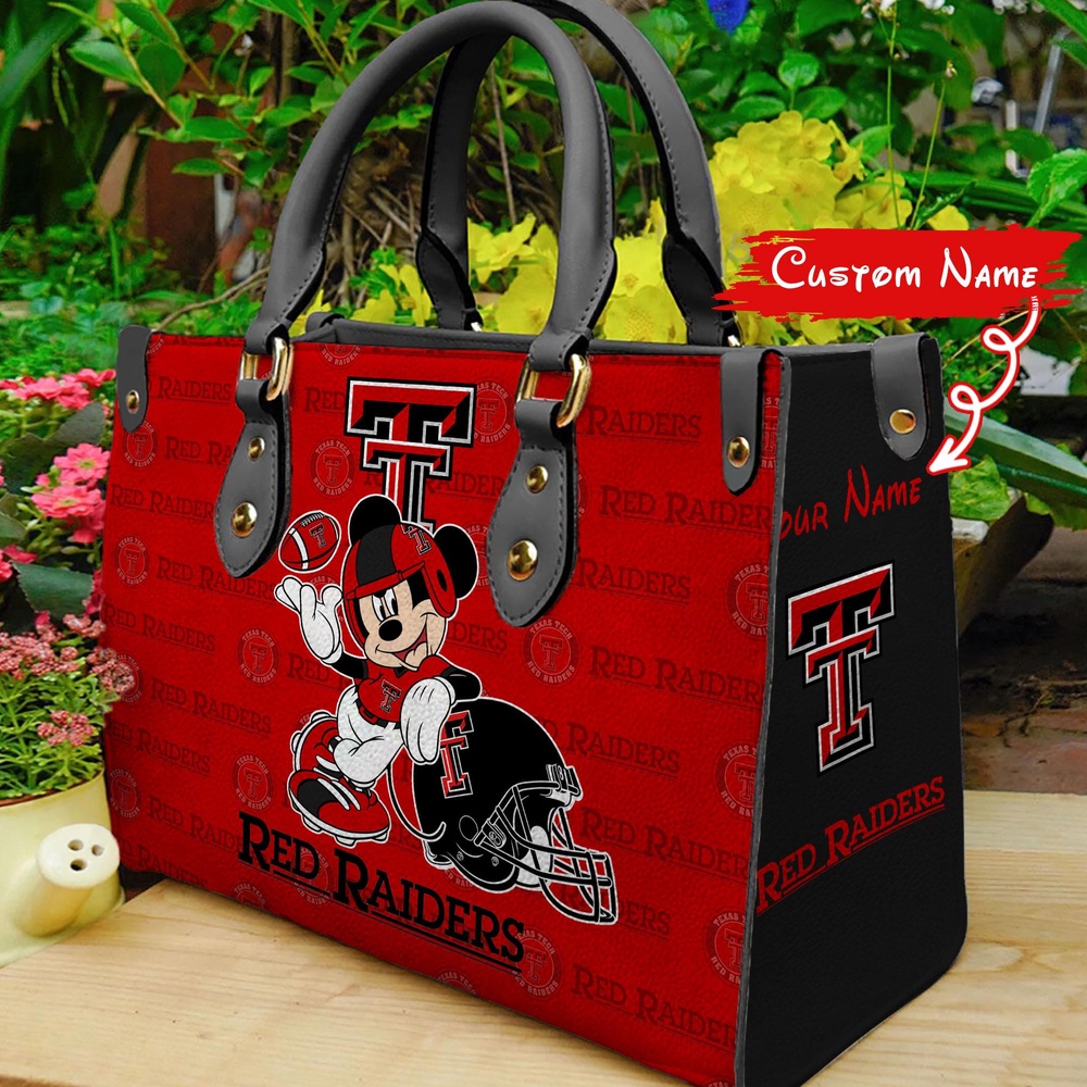 custom name ncaa texas tech red raiders women leather hand bag mickey lover jzxw9