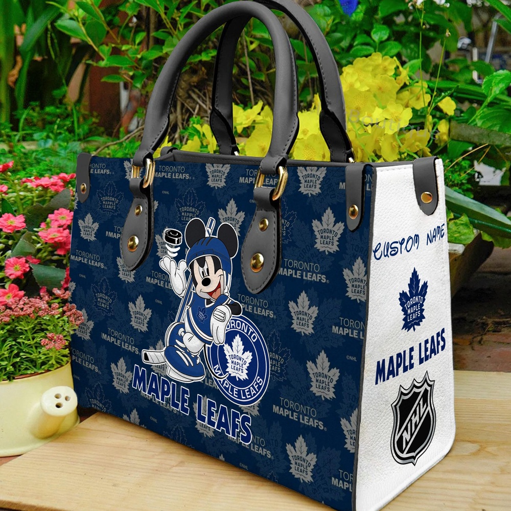 custom name ncaa toronto maple leafs women leather hand bag mickey lover jjqh6