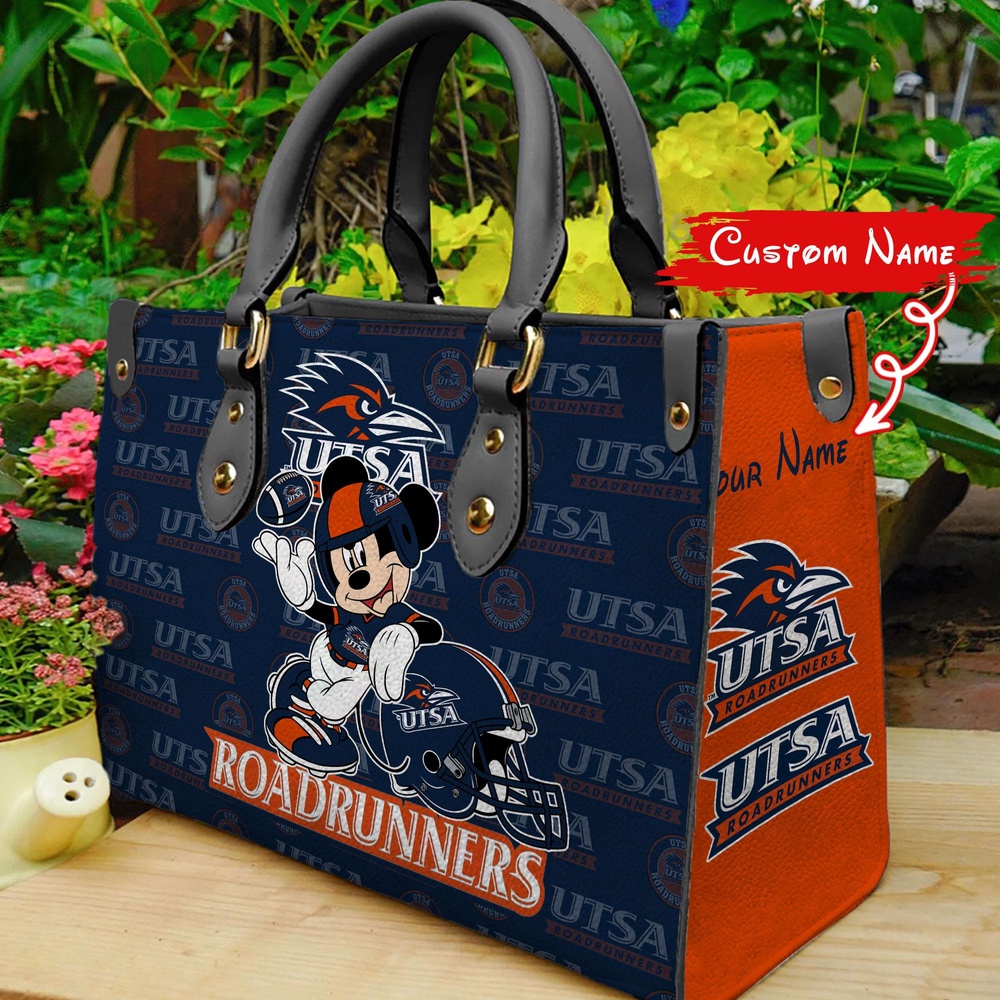 custom name ncaa utsa roadrunners women leather hand bag mickey lover vm4r4