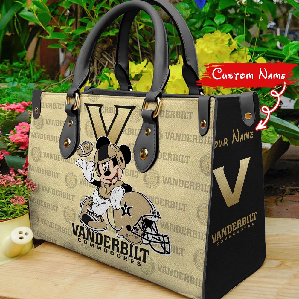 custom name ncaa vanderbilt commodores women leather hand bag mickey lover o006m