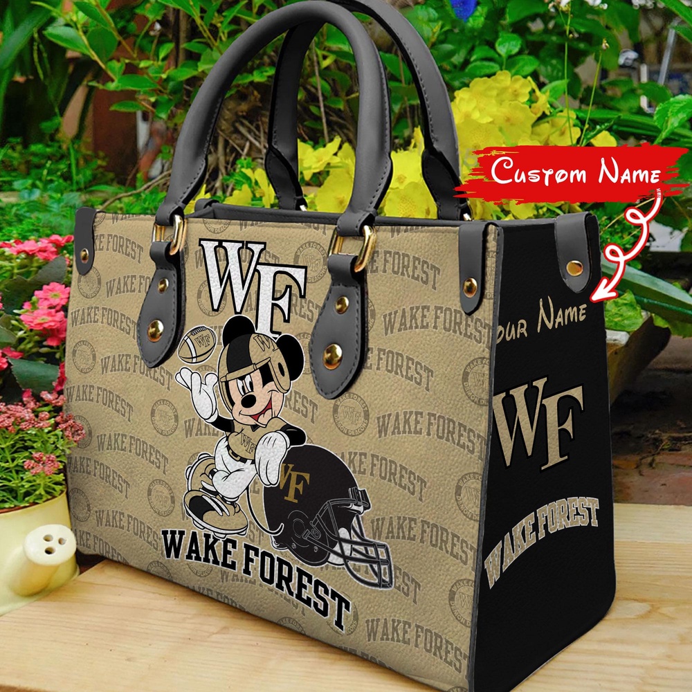 custom name ncaa wake forest demon deacons women leather hand bag mickey lover ng9gh