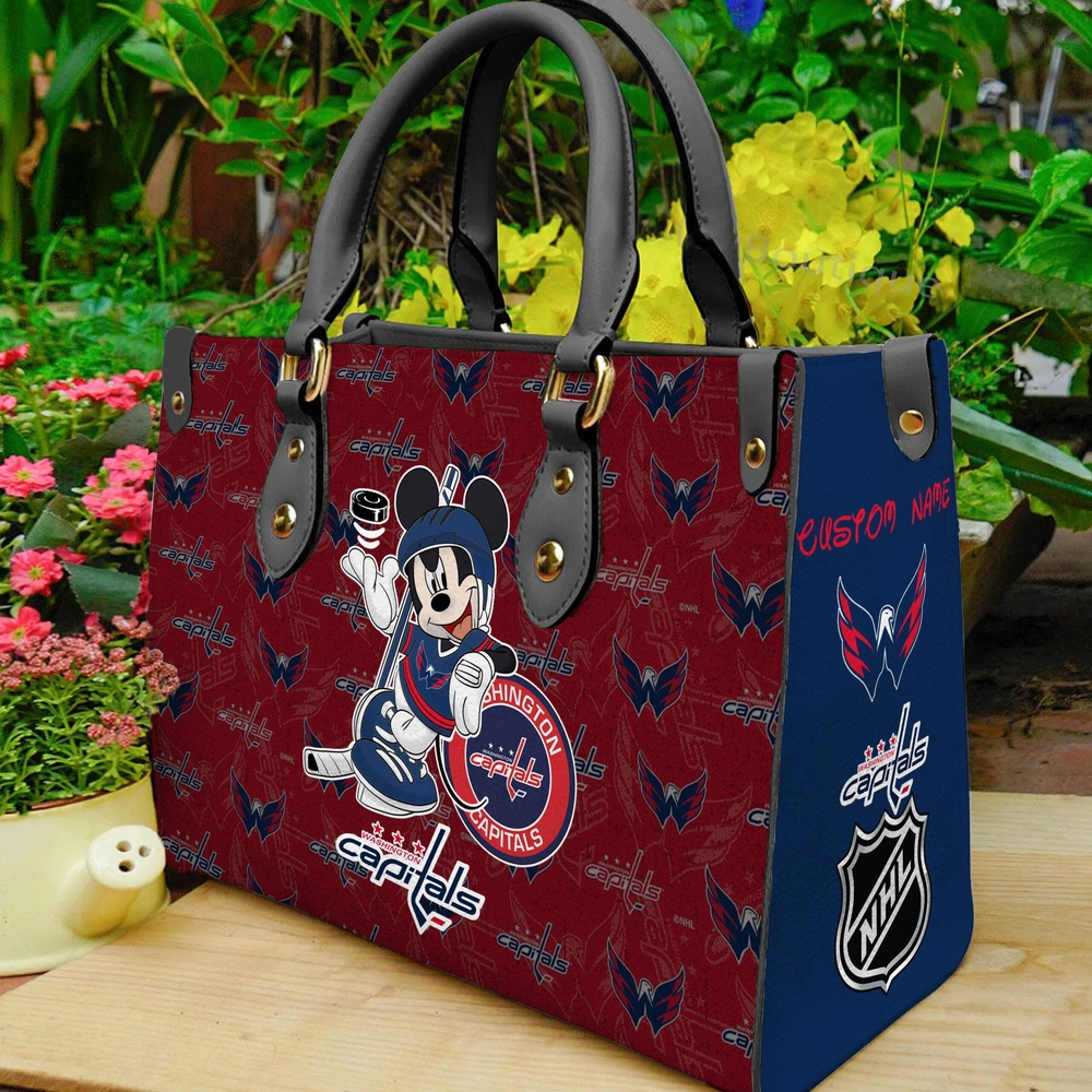 custom name ncaa washington capitals women leather hand bag mickey lover vb779