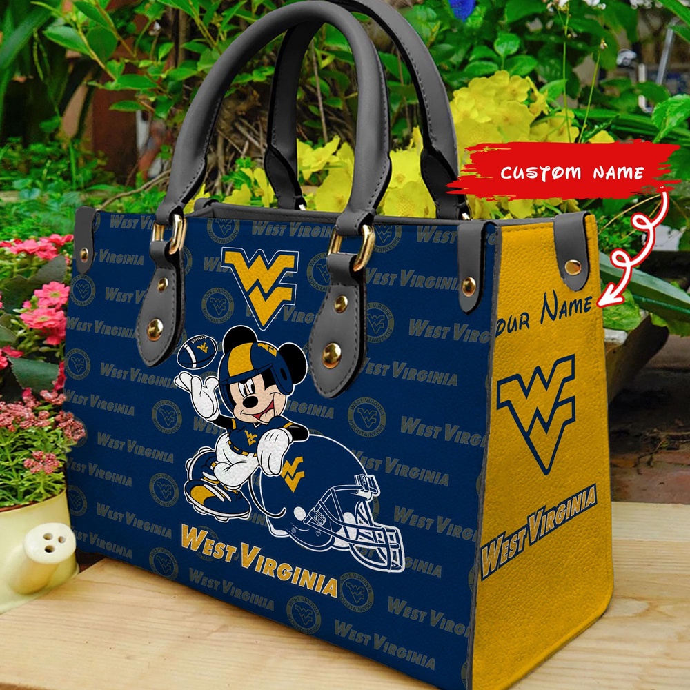 custom name ncaa west virginia mountaineers women leather hand bag mickey lover zxz03