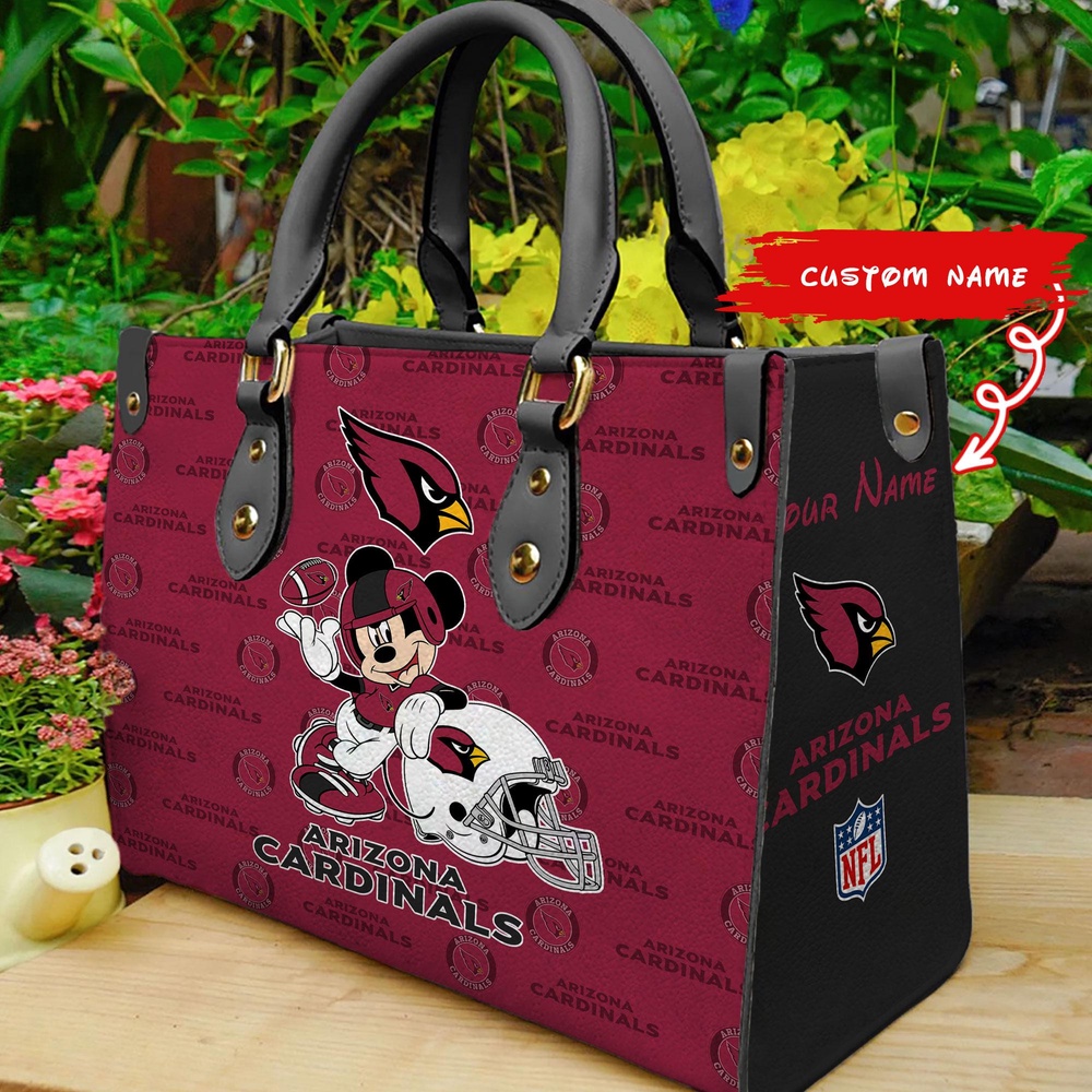 custom name nfl arizona cardinals women leather hand bag mickey lover 4q9xm