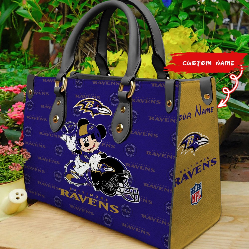 custom name nfl baltimore ravens women leather hand bag mickey lover 0bcuh