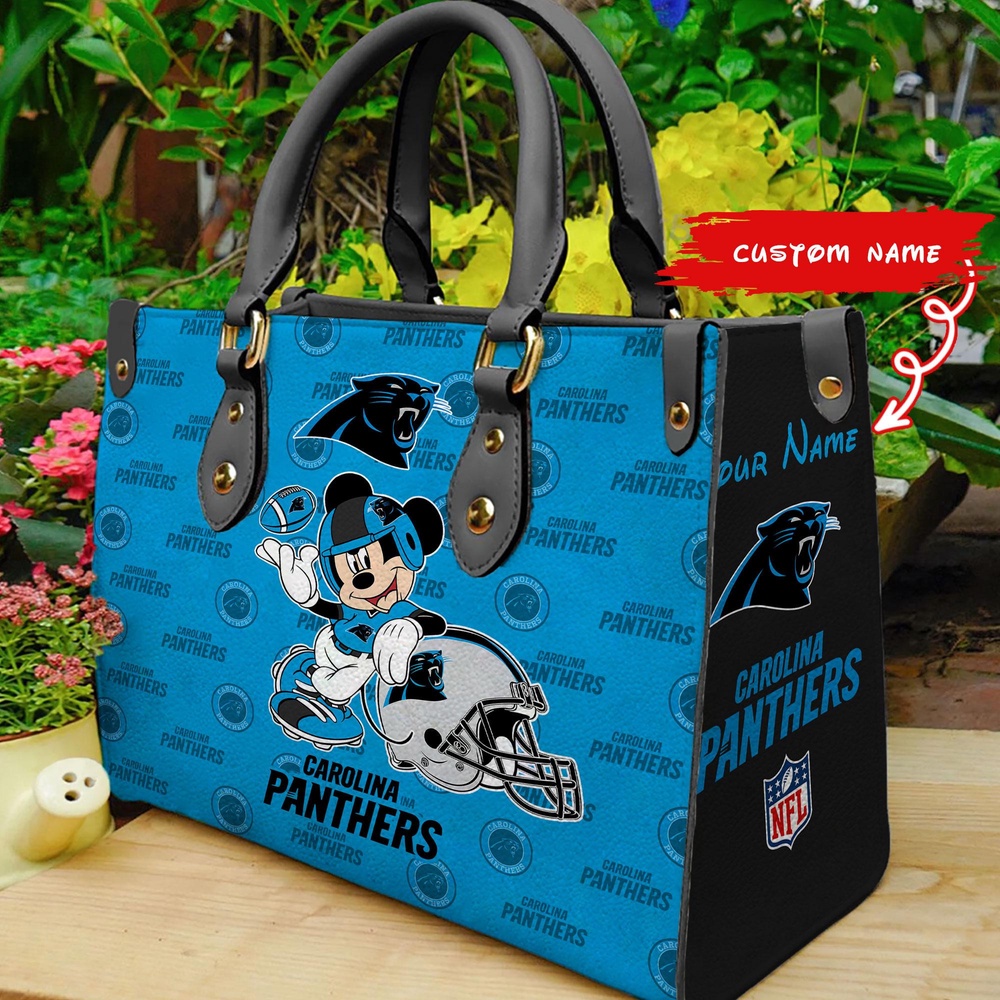 custom name nfl carolina panthers women leather hand bag mickey lover 0yr0q