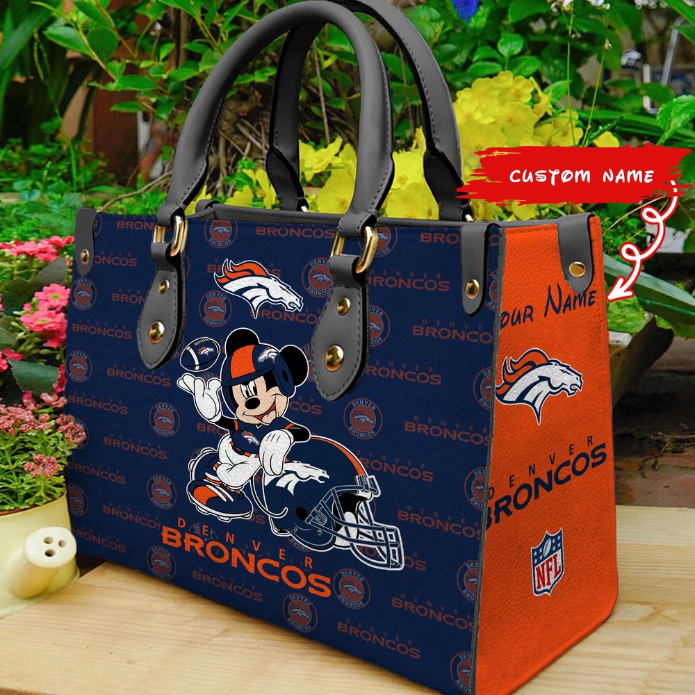 custom name nfl denver broncos women leather hand bag mickey lover jyq6n