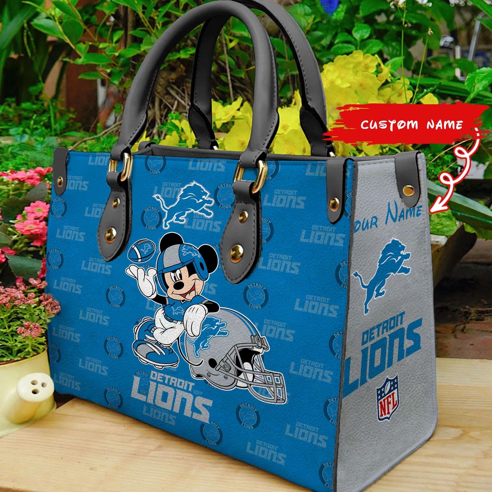 custom name nfl detroit lions women leather hand bag mickey lover 9psvd