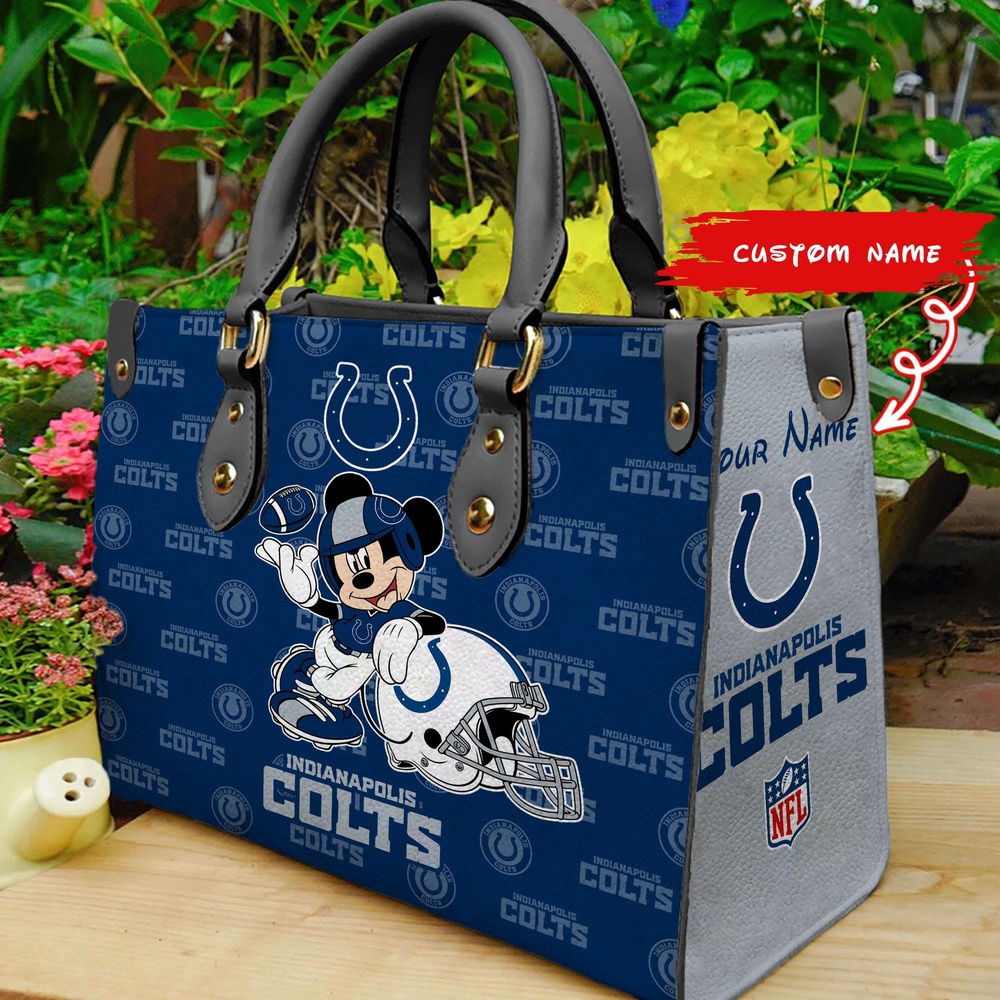 custom name nfl indianapolis colts women leather hand bag mickey lover gx4tj