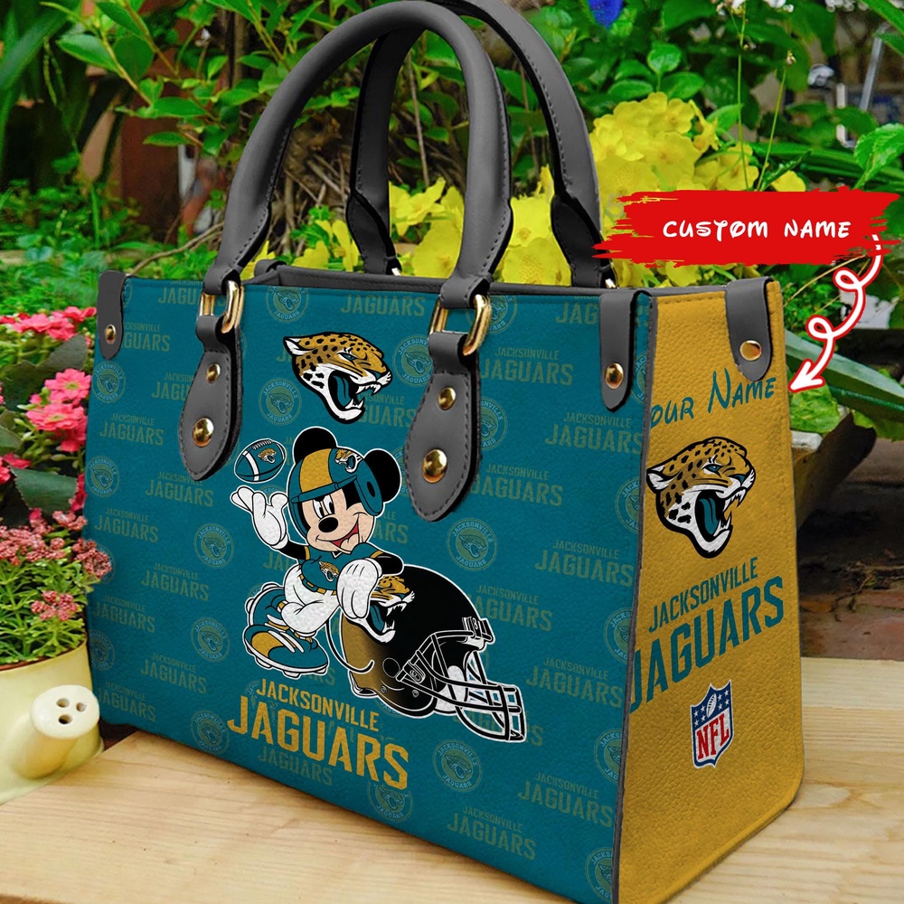 custom name nfl jacksonville jaguars women leather hand bag mickey lover b9t7a