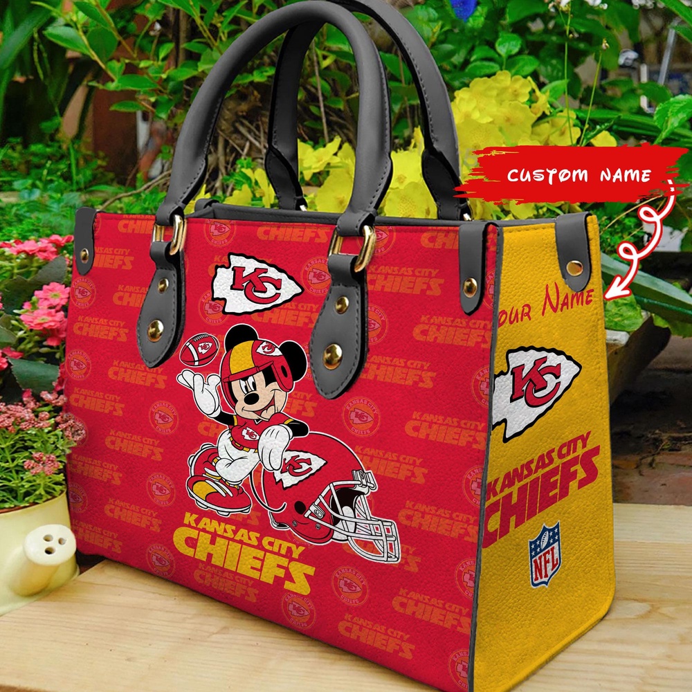 custom name nfl kansas city chiefs women leather hand bag mickey lover 5daaq