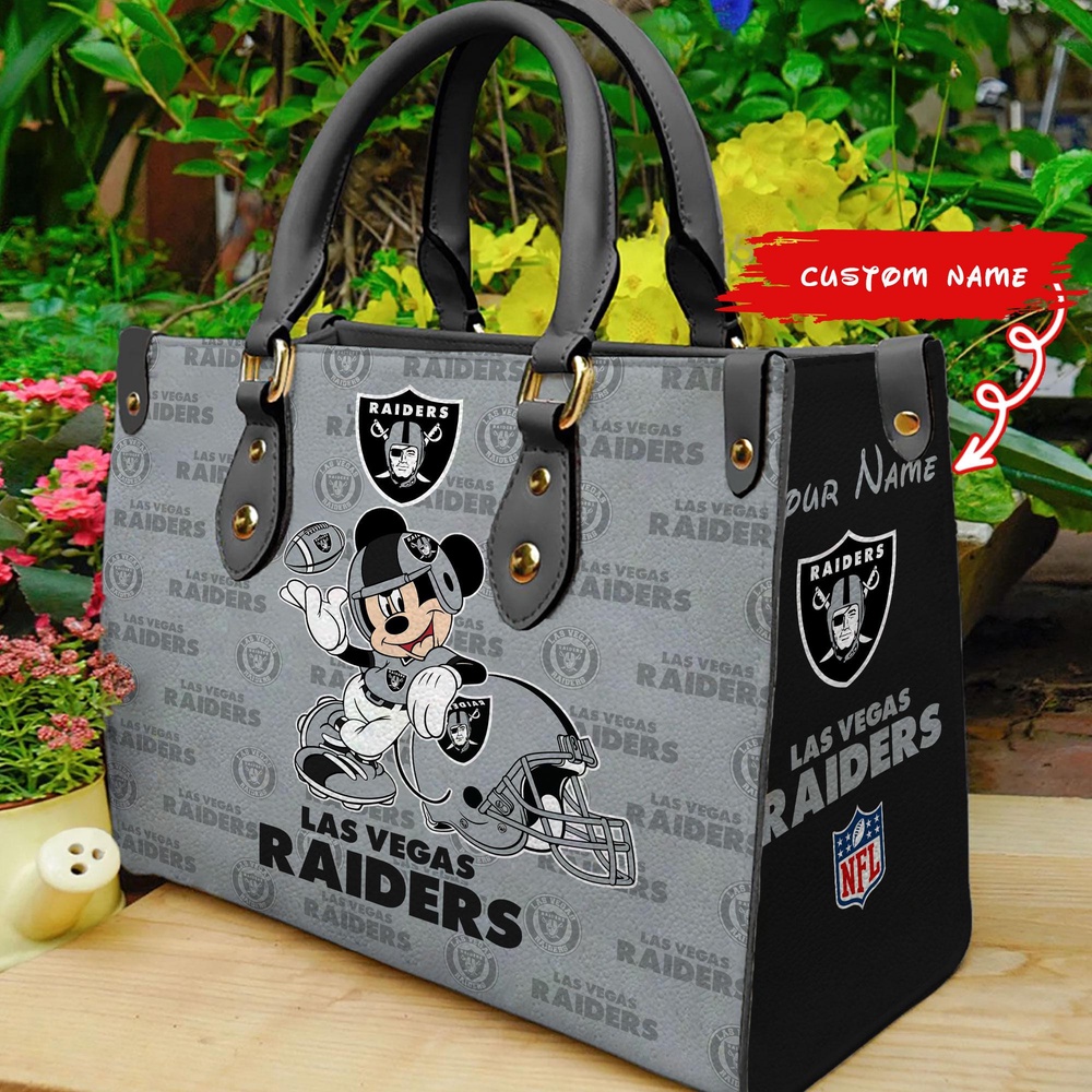 custom name nfl las vegas raiders women leather hand bag mickey lover ttjyd