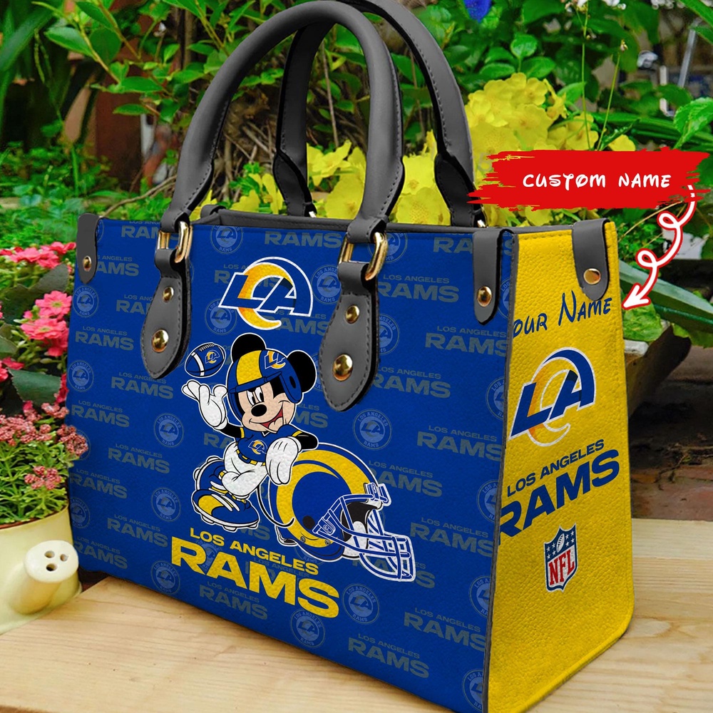 custom name nfl los angeles rams women leather hand bag mickey lover 460bd