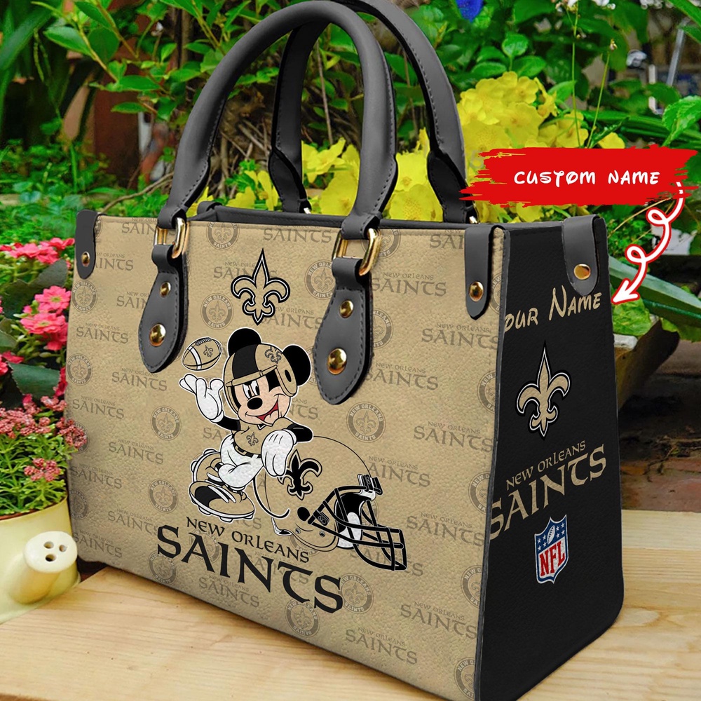 custom name nfl new orleans saints women leather hand bag mickey lover 323kh