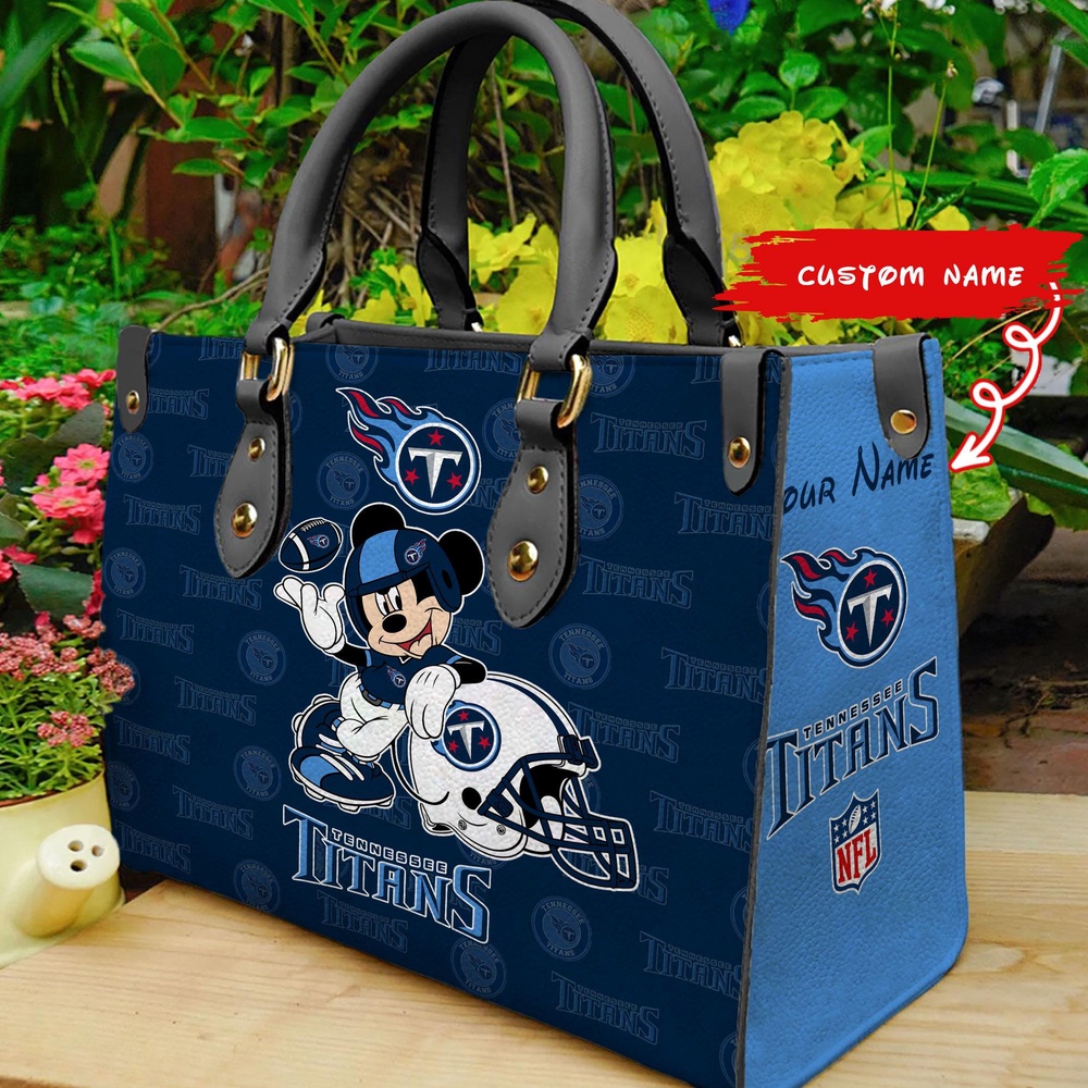 custom name nfl tennessee titans women leather hand bag mickey lover j5526